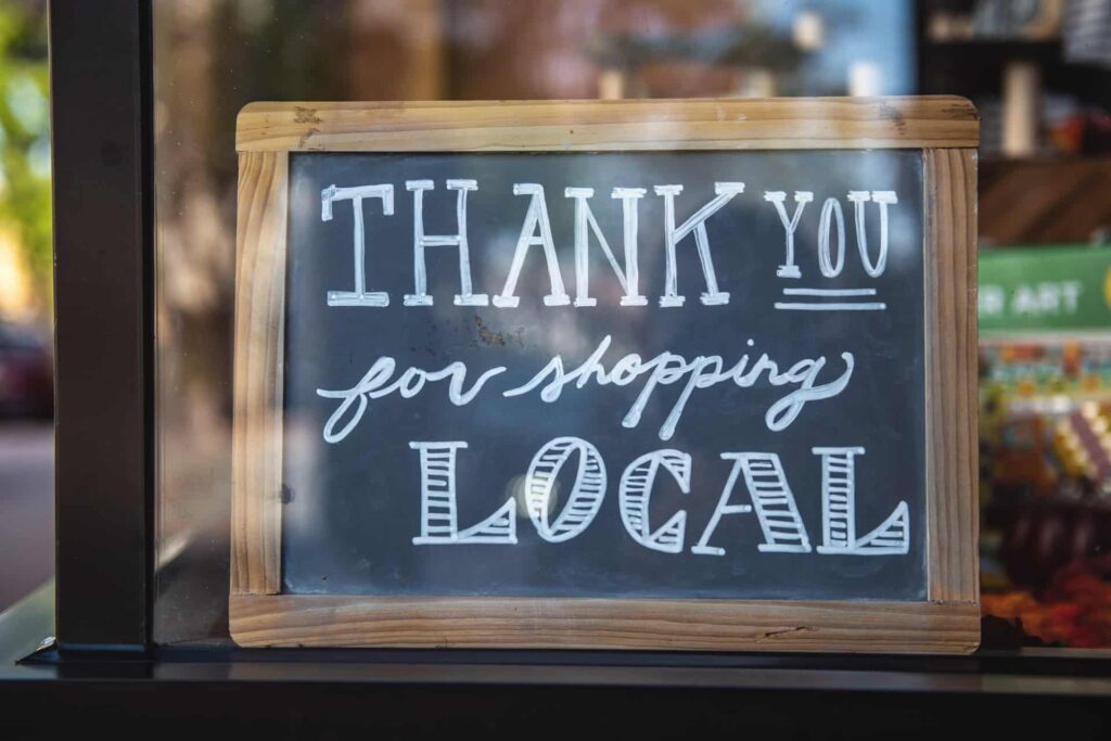 thank you shopping local seo services for small businesses chalkboard sign