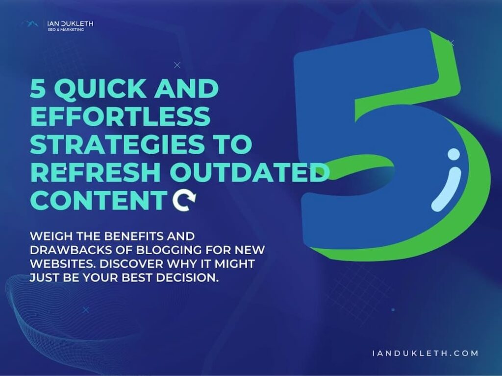 graphic reading 5 quick and effortless strategies to refresh outdated content.
